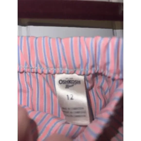Osh Kosh Bgosh girls pink striped pajama pants drawstring comfy size 12 - Picture 3 of 4